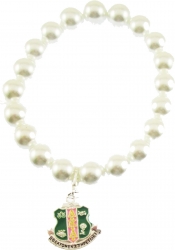 View Buying Options For The Alpha Kappa Alpha Crest Charm Pearl Bracelet