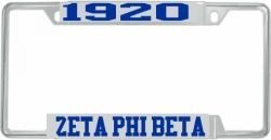 View Product Detials For The Zeta Phi Beta 1920 License Plate Frame