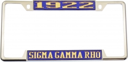 View Product Detials For The Sigma Gamma Rho 1922 License Plate Frame
