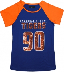 View Buying Options For The Big Boy Savannah State Tigers Ladies Sequins Patch Tee