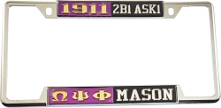 View Buying Options For The Omega Psi Phi + Mason - 2B1 ASK1 Split License Plate Frame