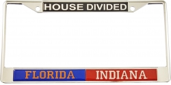 View Buying Options For The Florida + Indiana House Divided Split License Plate Frame