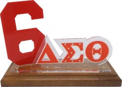 View Buying Options For The Delta Sigma Theta Acrylic Desktop Line #6 With Wooden Base