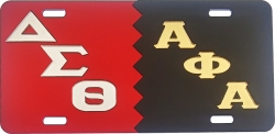 View Product Detials For The Delta Sigma Theta + Alpha Phi Alpha Split Mirror License Plate