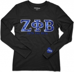 View Product Detials For The Big Boy Zeta Phi Beta Divine 9 S2 Long Sleeve Ladies Tee