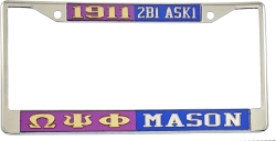 View Buying Options For The Omega Psi Phi + Mason - 2B1 ASK1 Split License Plate Frame