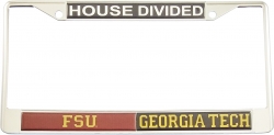View Buying Options For The Florida State + Georgia Tech House Divided Split License Plate Frame