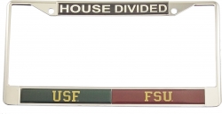View Buying Options For The South Florida (USF) + Florida State (FSU) House Divided Split License Plate Frame