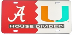 View Buying Options For The Alabama + Miami House Divided Split License Plate Tag