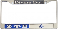 View Buying Options For The Zeta Phi Beta + Mason Split Divine Duo License Plate Frame
