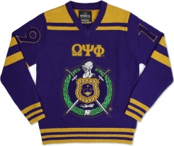 View Product Detials For The Big Boy Omega Psi Phi Divine 9 S4 Mens V-Neck Heavy Sweater