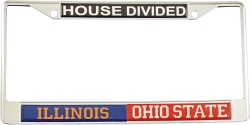 View Buying Options For The Illinois + Ohio State House Divided Split License Plate Frame