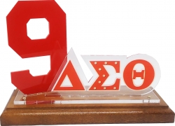 View Buying Options For The Delta Sigma Theta Acrylic Desktop Line #9 With Wooden Base
