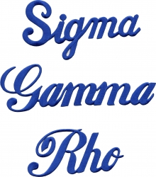 View Product Detials For The Sigma Gamma Rho Script Iron-On Patch Set