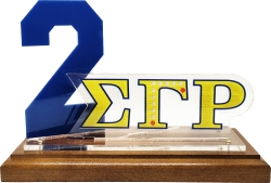 View Buying Options For The Sigma Gamma Rho Acrylic Desktop Line #2 With Wooden Base