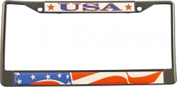 View Buying Options For The United States Waving Flag Domed USA Metal License Plate Frame