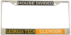 View Buying Options For The Georgia Tech + Clemson House Divided Split License Plate Frame