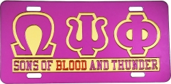 View Buying Options For The Omega Psi Phi Sons of Blood and Thunder Mirror License Plate