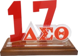 View Buying Options For The Delta Sigma Theta Acrylic Desktop Line #17 With Wooden Base