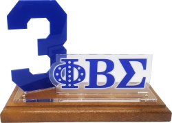 View Buying Options For The Phi Beta Sigma Acrylic Desktop Line #3 With Wooden Base