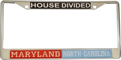 View Buying Options For The Maryland + North Carolina House Divided Split License Plate Frame