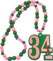 View Buying Options For The Alpha Kappa Alpha Line #34 Mirror Wood Color Bead Tiki Necklace