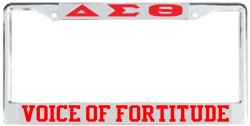 View Buying Options For The Delta Sigma Theta Voice of Fortitude License Plate Frame