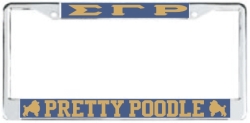 View Buying Options For The Sigma Gamma Rho Pretty Poodle Symbols License Plate Frame