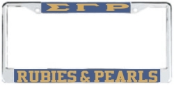 View Buying Options For The Sigma Gamma Rho Rubies & Pearls License Plate Frame