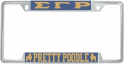 View Product Detials For The Sigma Gamma Rho Pretty Poodle Symbols License Plate Frame
