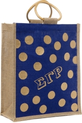 View Product Detials For The Sigma Gamma Rho Polka Dot Mini Jute Gift Bag