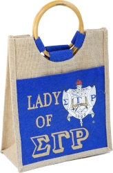 View Buying Options For The Sigma Gamma Rho Lady Pocket Jute Bag