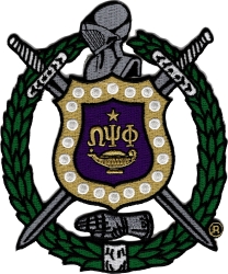 View Product Detials For The Omega Psi Phi Escutcheon Shield Wreath Emblem Iron-On Patch