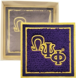 View Product Detials For The Omega Psi Phi Chenille Drink Coaster Set [Pre-Pack]