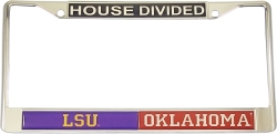 View Buying Options For The LSU + Oklahoma House Divided Split License Plate Frame