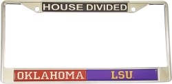 View Buying Options For The Oklahoma + LSU House Divided Split License Plate Frame