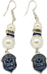 View Product Detials For The Zeta Phi Beta Crest Pearl Earrings