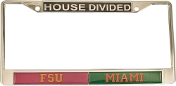 View Buying Options For The Florida State + Miami House Divided Split License Plate Frame