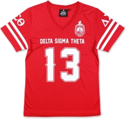 View Product Detials For The Big Boy Delta Sigma Theta Divine 9 Womens Football Jersey Tee