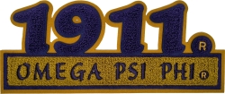 View Product Detials For The Omega Psi Phi 1911 Bar Design Chenille Iron-On Patch