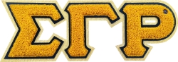 View Product Detials For The Sigma Gamma Rho Glitter Chenille Horizontal Connected Letter Iron-On Patch
