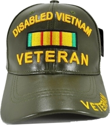 View Product Detials For The Disabled Vietnam Veteran PU Leather Mens Cap