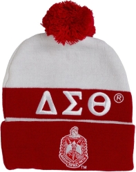View Buying Options For The Delta Sigma Theta Embroidered Knit Beanie With Ball