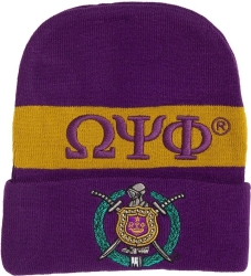 View Product Detials For The Omega Psi Phi Embroidered Knit Beanie