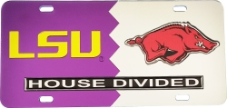 View Buying Options For The LSU + Arkansas House Divided Split License Plate Tag