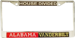 View Buying Options For The Alabama + Vanderbilt House Divided Split License Plate Frame