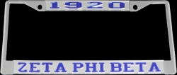 View Product Detials For The Zeta Phi Beta Year 1920 License Plate Frame