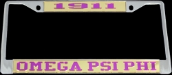 View Product Detials For The Omega Psi Phi Year 1911 License Plate Frame