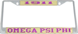 View Product Detials For The Omega Psi Phi Year 1911 License Plate Frame