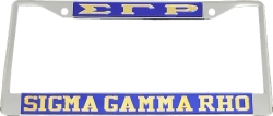 View Product Detials For The Sigma Gamma Rho Greek Letters License Plate Frame